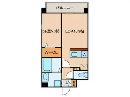 フランディオール桜並木(1LDK/6階)の間取り写真