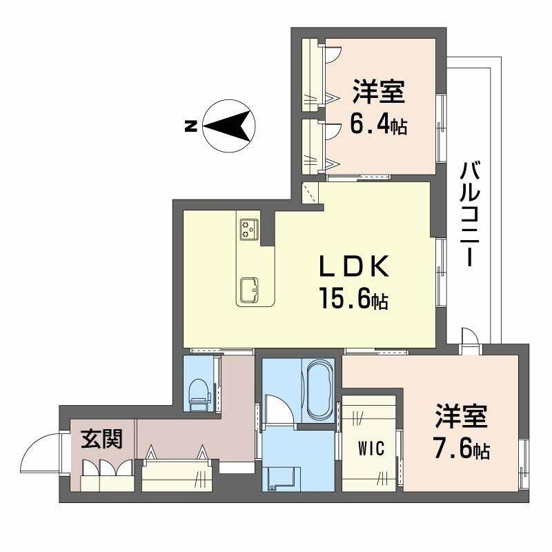 シャトードール リュミエール(2LDK/4階)の間取り写真