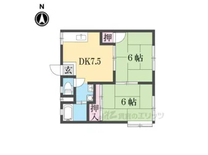 パナハイツ大宮(2DK/1階)の間取り写真