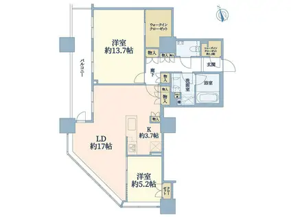 ザ・パークハウス西新宿タワー60(2LDK/10階)の間取り写真