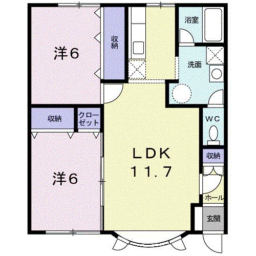 PARK喜多川C(2LDK/2階)の間取り写真