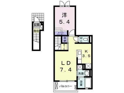 千葉都市モノレール 桜木駅(千葉) 徒歩14分 3階建 築10年(1LDK/2階)の間取り写真