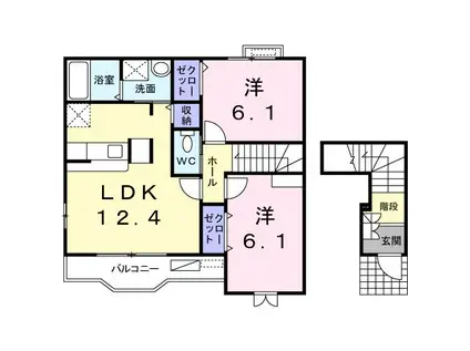 プリマヴェーラ B(2LDK/2階)の間取り写真