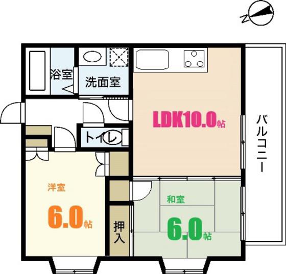 グレイスカワイI(2LDK/2階)の間取り写真