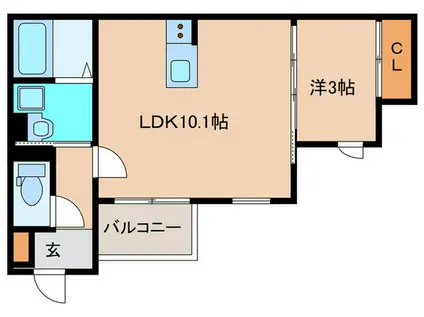 GLAN仙台(1LDK/2階)の間取り写真