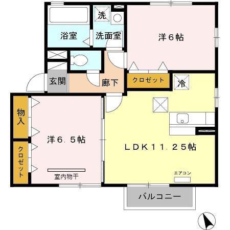 MOMO HOUSE II(2LDK/1階)の間取り写真