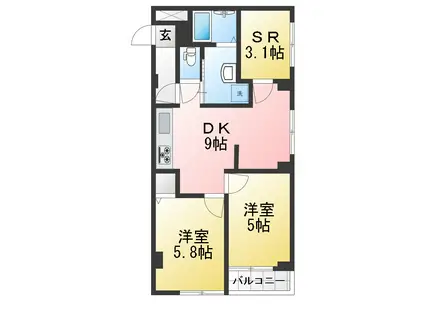 ニックハイム行徳第1(2SDK/2階)の間取り写真