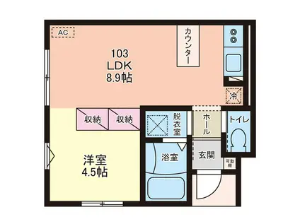 EFFORIA TRIA(1LDK/1階)の間取り写真