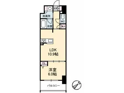 シャーメゾンステージ呉中央(1LDK/10階)の間取り写真