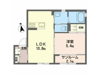 FOUNTAIN HOUSE(1LDK/1階)の間取り写真