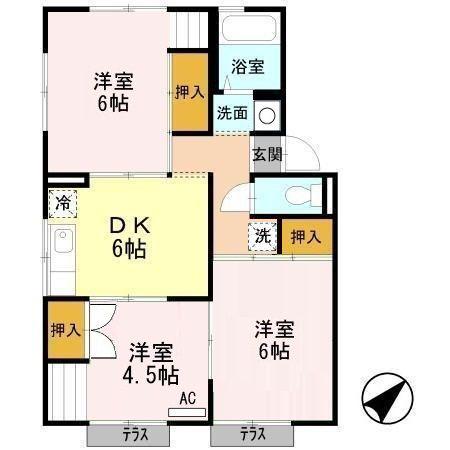 プレジール泉B(3DK/1階)の間取り写真