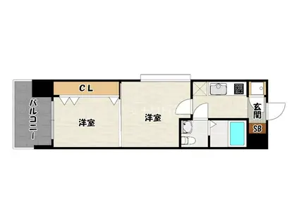 NO51 PROJECT2100日赤通(2K/11階)の間取り写真