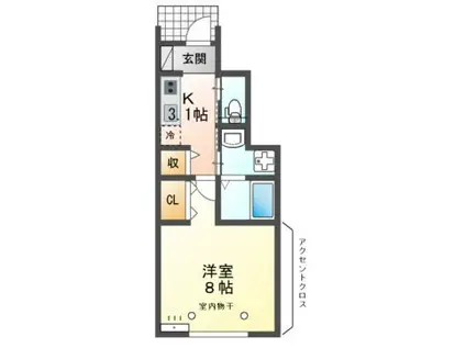 ジラソーレ(1K/1階)の間取り写真