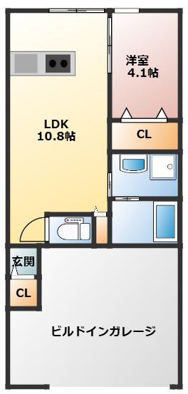 CASTELLO(1LDK/1階)の間取り写真