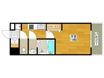 LUXE東三国IV(1K/3階)の間取り写真