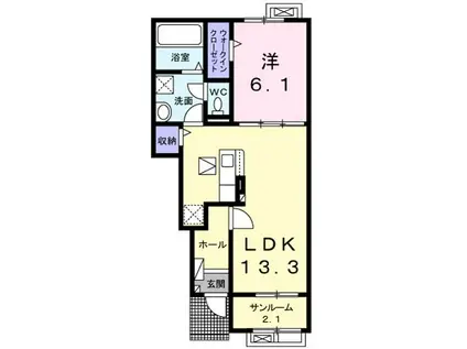 ルーエ 館林 IV(1LDK/1階)の間取り写真