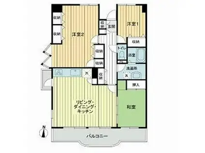 チェリーガーデン2号棟(3LDK/4階)の間取り写真