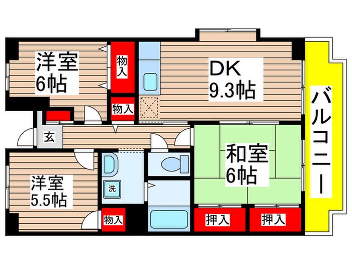 ソイコート幕張(3DK/1階)の間取り写真