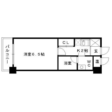 エステートモア六本松II(1K/2階)の間取り写真