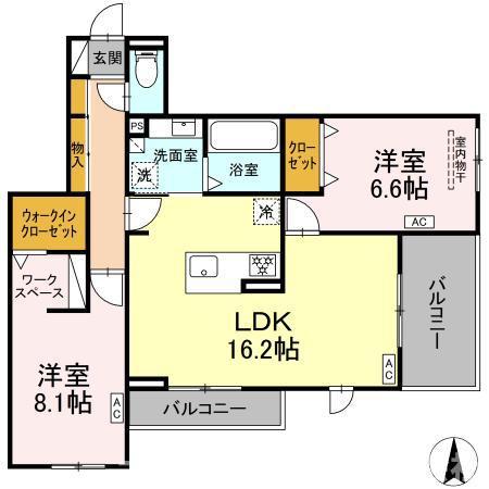 アーブル 西岩田(2LDK/2階)の間取り写真