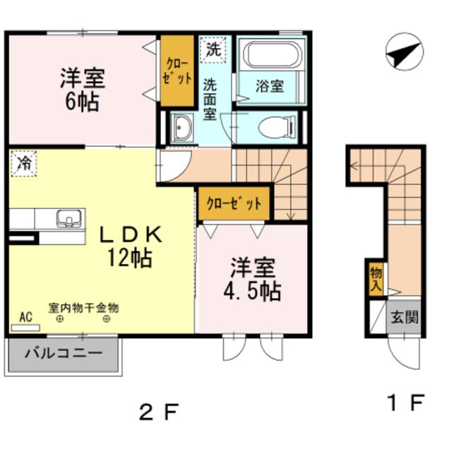 ハイツルピナス(2LDK/2階)の間取り写真