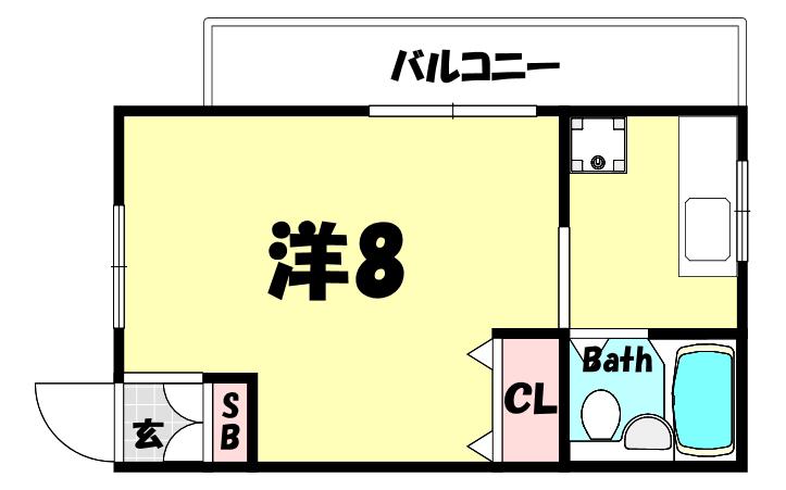 篠原マンション中山手(1K/1階)の間取り写真