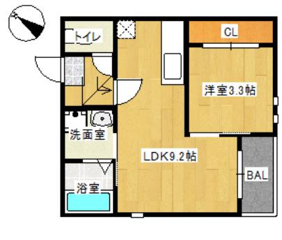 GRANDTICクレアシオン(1LDK/1階)の間取り写真