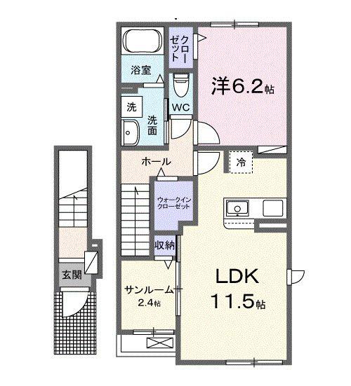 ドルミオークスIII(1LDK/2階)の間取り写真