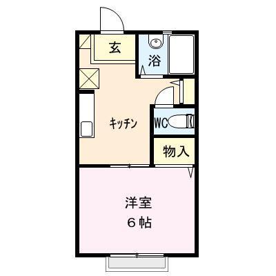ウエストハイツA棟(1K/1階)の間取り写真