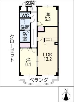 プリミエール井戸田(2LDK/1階)の間取り写真