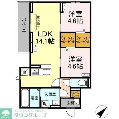 CLASSEUM都賀(2LDK/2階)の間取り写真