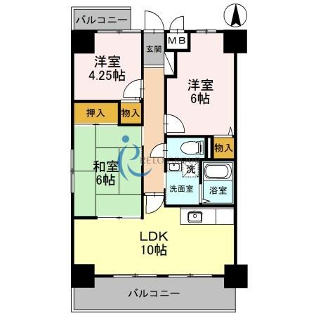 片岡マンションIV(3LDK/5階)の間取り写真