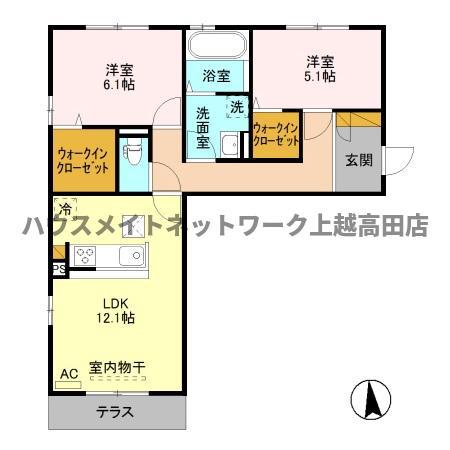 ヴィンヤード(2LDK/1階)の間取り写真