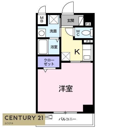クラシオンルガール イシカワII(1K/5階)の間取り写真