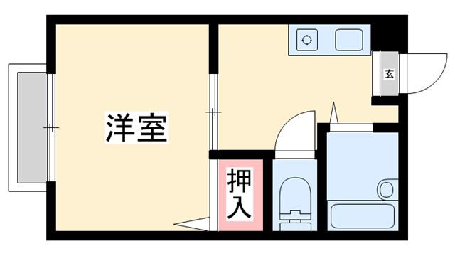 カーサエスクレア A棟(1K/2階)の間取り写真