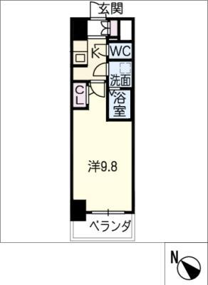 S-RESIDENCE勝川駅前(1K/13階)の間取り写真
