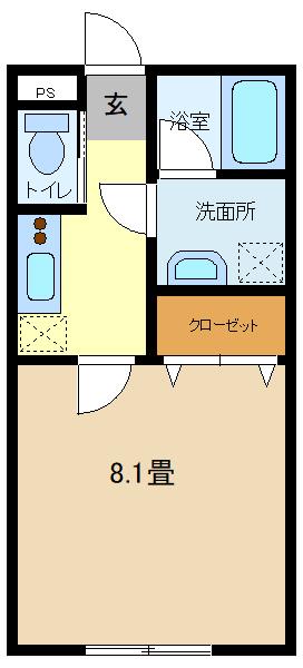 AMBITION備後(1K/1階)の間取り写真