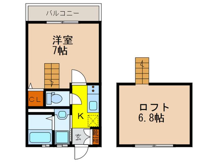 メリーハウス花屋敷(1K/2階)の間取り写真