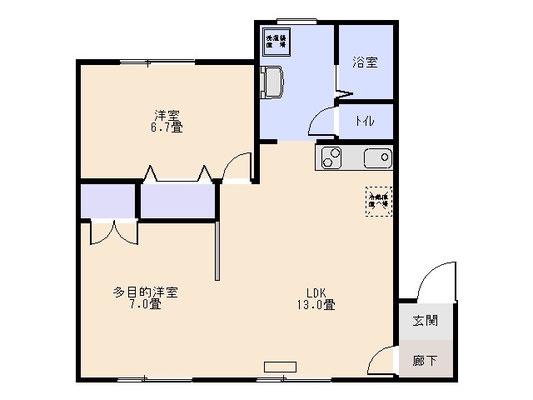 ひのき西13条B棟(2LDK/2階)の間取り写真