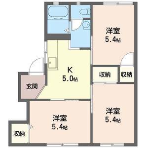 テラス大辻A(3K/1階)の間取り写真