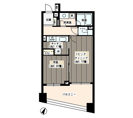 パトリス26(1LDK/10階)の間取り写真