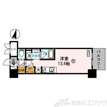 PONTE CIELO(ワンルーム/8階)の間取り写真