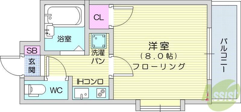 ビューパレス鹿野(1K/2階)の間取り写真