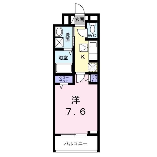リバーバッグ II(1K/1階)の間取り写真