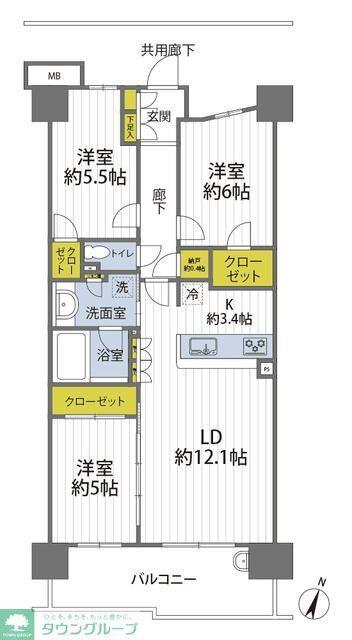 プレミスト高尾サクラシティ(3LDK/9階)の間取り写真