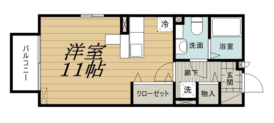 FELICE・青葉の杜B(1K/1階)の間取り写真