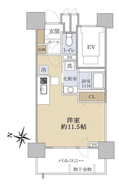 ネベル札幌 LEGEND CORE(ワンルーム/3階)の間取り写真