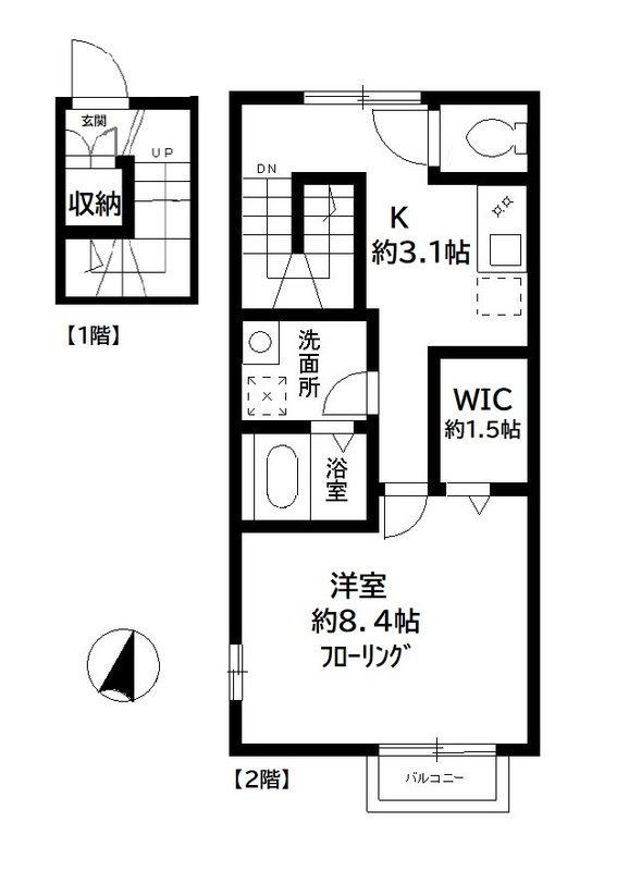 ラプレミール(1K/2階)の間取り写真