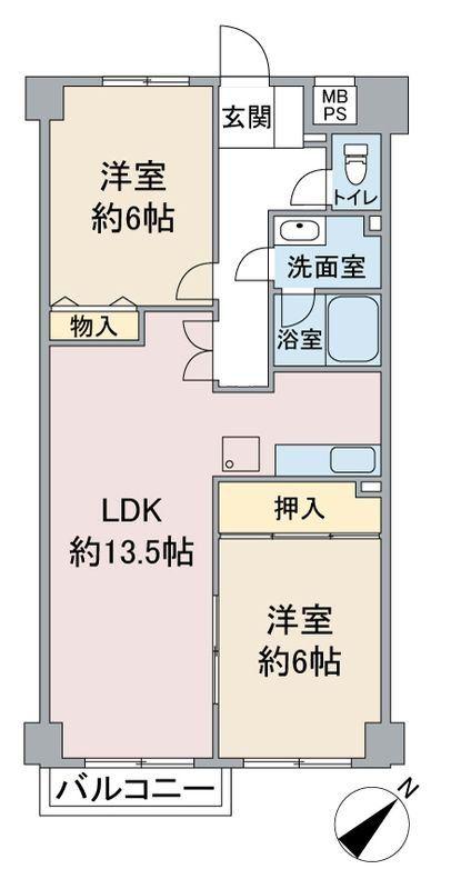 吉祥寺北町ハイム(2LDK/3階)の間取り写真