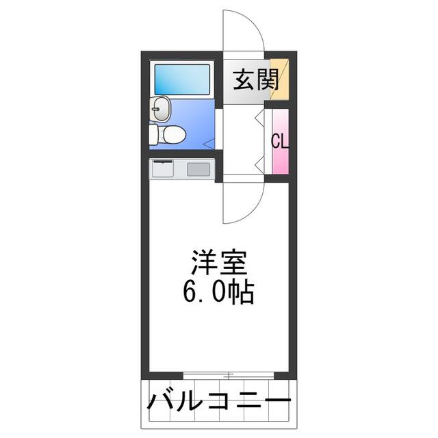 フォレスト豊中(ワンルーム/2階)の間取り写真